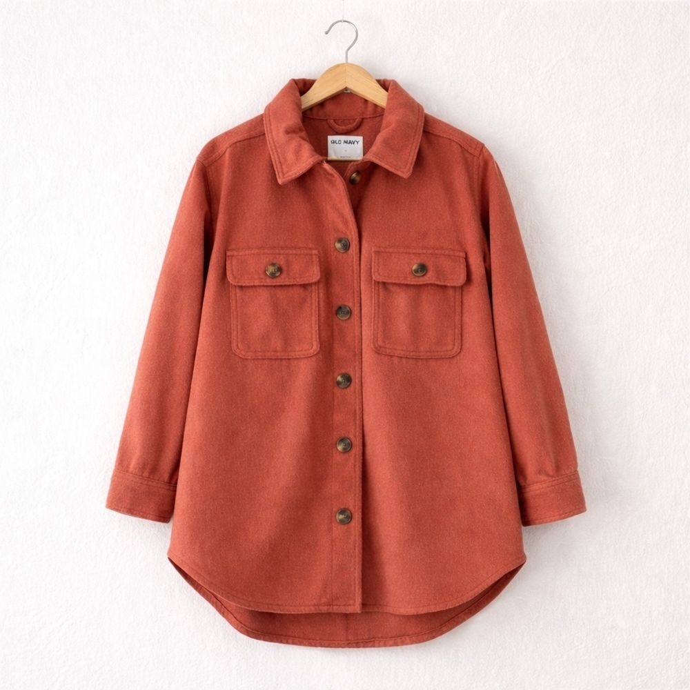 NWT Old Navy Soft-Brushed Utility Shacket Rust – Medium Petite